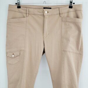 White House Black Market Skimmer Pants Size 16 Beige 28.5" Inseam Stretch Waist